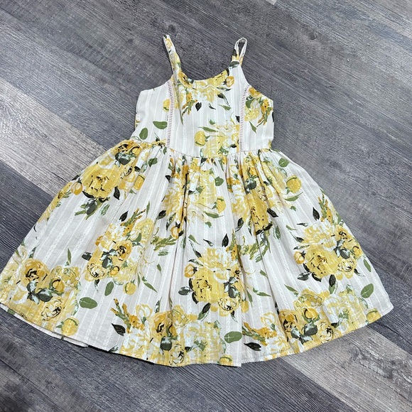 lilt Other - Lilt Yellow and White Floral Kids Dress